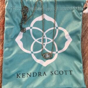 Kendra Scott Gold Necklace with Silver-Gray Pendant